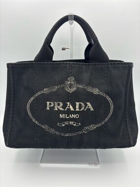 Prada Canapa Black Canvas Tote - Authentic
